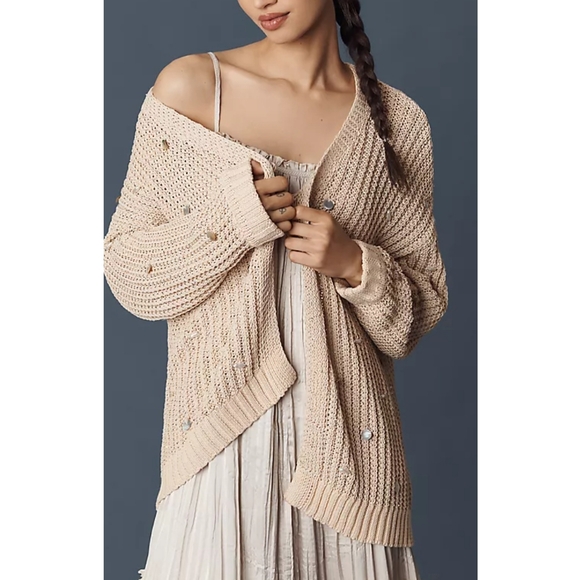 Anthropologie Shell Embellished Cardigan NWT - Picture 1 of 11